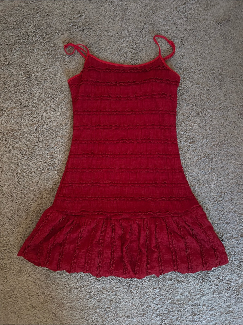 SHEIN Red Ruffle Mini Dress